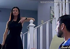 Dark haired housewife is sucking dick and getting it mostly in a doggy- style position