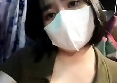 Teen on the bus hinting at showing breasts and being sensual