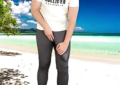 Giant dong spunk fountain on the beach