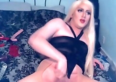 Platinum-blonde she-creature gets hot and wild