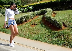 Colombian college girl betrayed in passionate rough sex on a gray couch