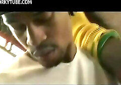 Three workers in the workshop give hot sex in the car