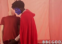 White twink experiences domination with thick black dick