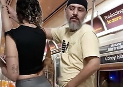 Student cutie gets cum on Fresh York subway teach.