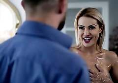 1 Stud two Angels Lesbo Three-some - Slutty Blond & Brunette hair Parasited Large Ramrod Hunk Slavery Creampie