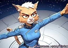 Futanari T'ana from Starlet Trek gets off