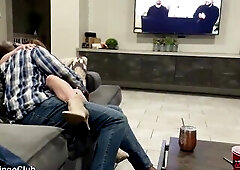 Brunette hair and Blond Floozy Wives Getting Blacked by Basketball Players as Their Cuck Hubbies Film and See