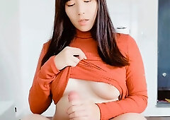 Curvy japanese chick with lovely face gets fucked in her mouth and pussy in this POV