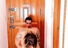 Older woman with large bazookas wishes sex with the delivery man and gets it