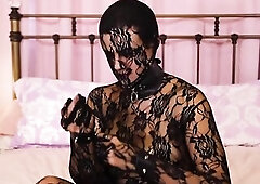 Lace Zentail Costume and Gag Masturbation - Penny Barber Fetish Web camera Show