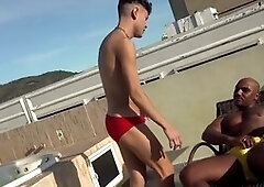 Inked Vitor Guedes and Hanry Japa enjoy a wet session after 69