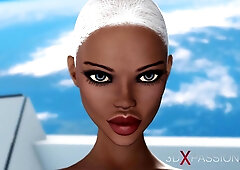 Super sexy android dickgirl fucks a hot ebony on a spaceship