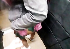 My horny neighbor sucks my cock and fucks me in the elevator