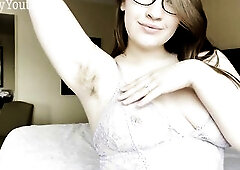 Curly Beauty in Lace Underware Shows Off Natural Titties Hirsute Armpits + Chest Hair