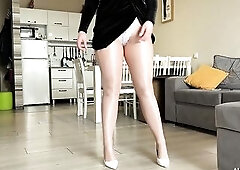 Screwing Hawt wife's legs in shiny hose