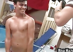 Beautiful twinks pledges on thongues are photographed