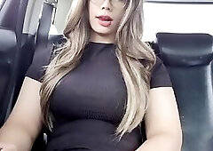 Small dick wanking in the car