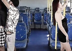 Stranger sneaks up behind female college students on the bus!