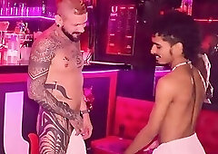 Having sex for the first time in the Sauna with a mexican with a piercing of his dick