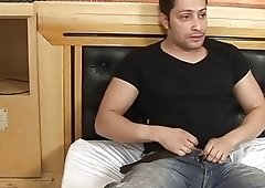 Lovely ebony shemale prostitute comes over to ride his prick