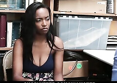 Black hotty was caught shoplifting, so this babe had to suck jock to avoid going to jail