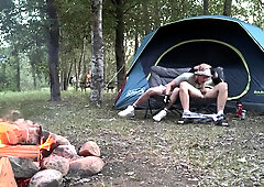 Sucking His Mushroom Head While Camping