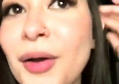 Amateur busty brunette masturbates and does hand job