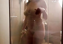 Watching My Curvy Ginger Redhead Wife Washing in Shower & Joined to Bang!