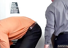 Heterosexual fetish mask men draining homosexual First-Ever day at work