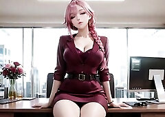 When the sharp corporate elite drops her guard, a pink ponytail and a wine-red satin constricted petticoat collide with deadly sparks in a bright offi