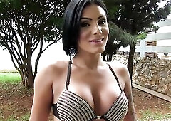 Brunette hair With Large Bazookas Likes Her Large Knob