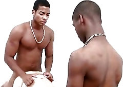 Two ebony mates drill with randy white guy