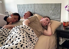 Don't Make a Noise so your Step-Bro won't Notice! - 3 way with Large Beef whistle Tattoed Latino Twunk