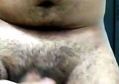 Luxurious wooly latino fellow screams while stroking