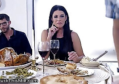 Two hot bitches share big cock for Thanksgiving