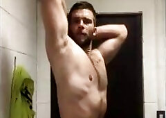 Cute hunk jerks off twice