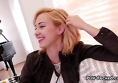 Big dick for cute blonde spinner on her first video shoot