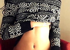 Bends over in the bed