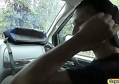 Roadside deep throat blowjob and hard anal pounding