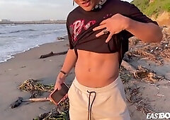 Latino hunk Ciao Alves shows off his six-pack in the shower