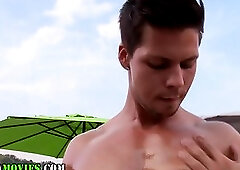 Outdoor masseur sucks rod