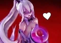 Energetic purple shemale puts a huge sex toy on her cock