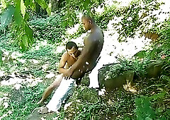 Luscious Interracial Couple Outdoor Fuck