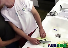 Aussie twink gets her ass drilled by Danny's huge rod while Aussiesdoit watches