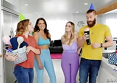 It’s Xander Corvus's birthday and his girlfriend has got gifts! Lame gifts, showering supplies and a cupcake. His 2 wicked lesbo roomies, Codi 