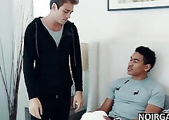 Hot gay guy massages & fucks his injured straight black friend