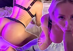 Fitness Model Sucks a Huge Thick Cock and gets a Facial