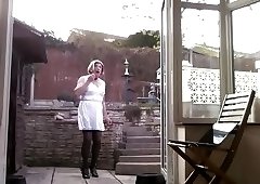 Johanna poses in garden