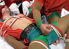 Casey Everett tied up as he is celebrating Christmas