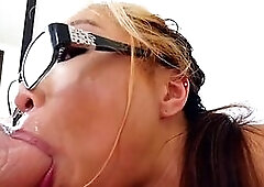 Asian gets face jizzed sucking